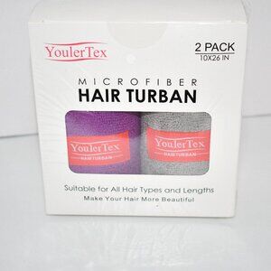 YoulerTex 2 Pack Microfiber Hair Towel Wrap, Super Absorbent, Quick Dry, Anti Fr
